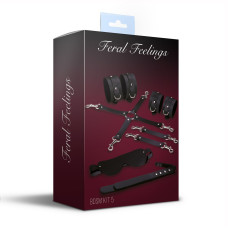 БДСМ набір (кайданки, поножі, хрестовина, маска, паддл), чорний Feral Feelings BDSM Kit 5 Black