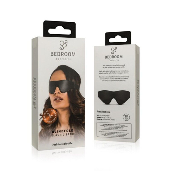 Маска для глаз из искусственной кожи, чёрная Bedroom Fantasies Faux Leather Blindfold Black