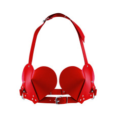 Ліф «Серце» з натуральної шкіри, червоний Feral Feelings Red Hearts Bra