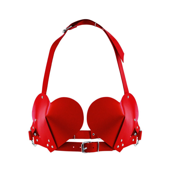 Ліф «Серце» з натуральної шкіри, червоний Feral Feelings Red Hearts Bra