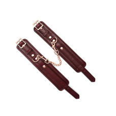 Шкіряні поножі зі знімним ланцюжком-кріпленням, червоні Liebe Seele Wine Red Ankle Cuffs