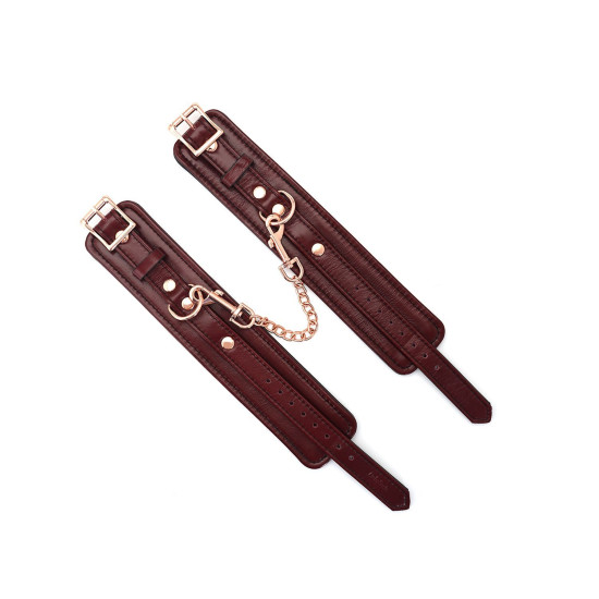 Кожаные поножи со съёмной цепочкой-креплением, красные Liebe Seele Wine Red Ankle Cuffs