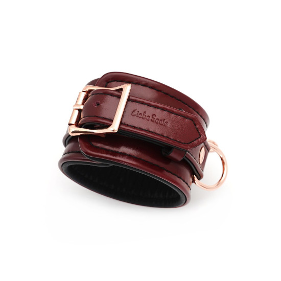 Кожаные поножи со съёмной цепочкой-креплением, красные Liebe Seele Wine Red Ankle Cuffs