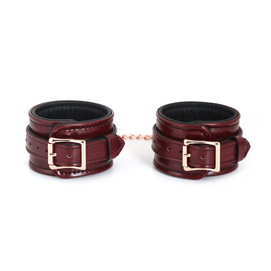 Кожаные поножи со съёмной цепочкой-креплением, красные Liebe Seele Wine Red Ankle Cuffs