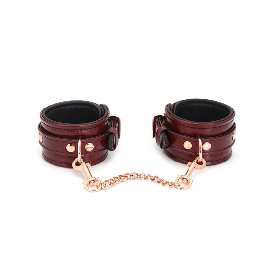 Кожаные поножи со съёмной цепочкой-креплением, красные Liebe Seele Wine Red Ankle Cuffs