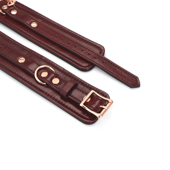 Кожаные поножи со съёмной цепочкой-креплением, красные Liebe Seele Wine Red Ankle Cuffs