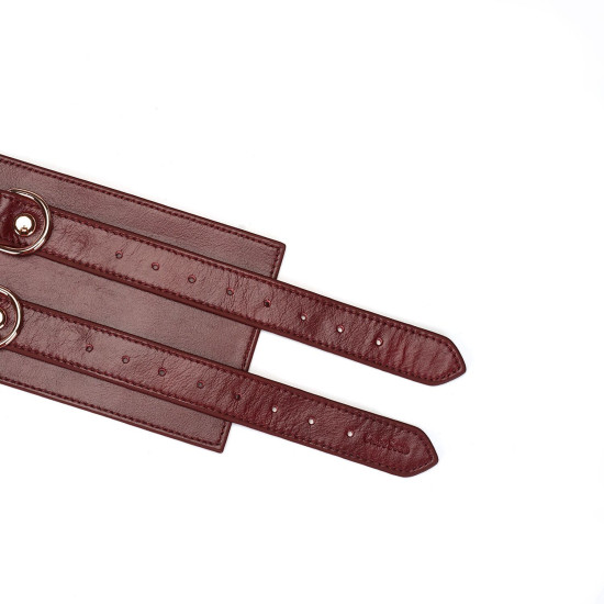 Шкіряний пояс для бондажа, червоний Liebe Seele Wine Red Waist Cuff, S