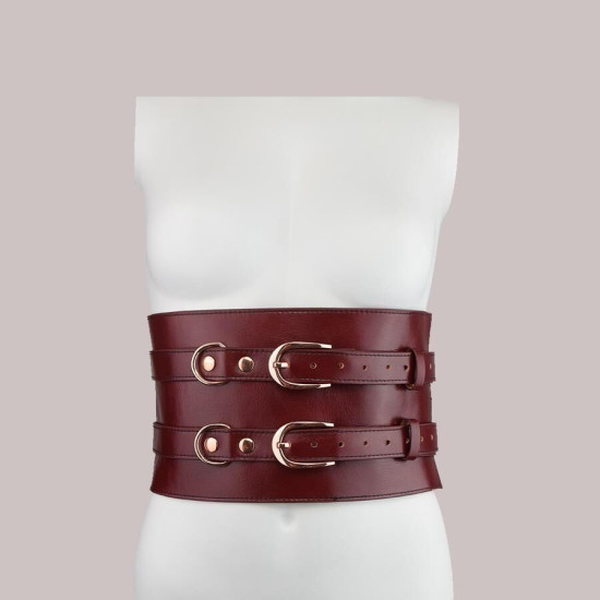 Шкіряний пояс для бондажа, червоний Liebe Seele Wine Red Waist Cuff, S