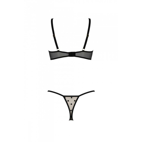 Еротичний комплект з відкритими чашками, бежевий Passion Marina Set With Open Bra Beige, L/XL