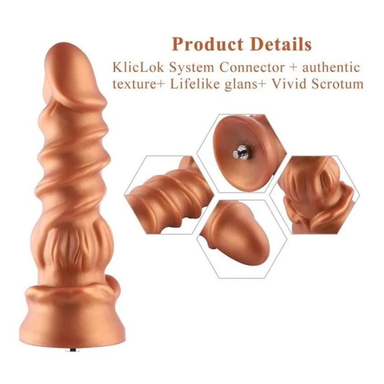 Силіконовий фалоімітатор з рельєфом Hismith Spiral Grain Silicone Dildo Monster Series