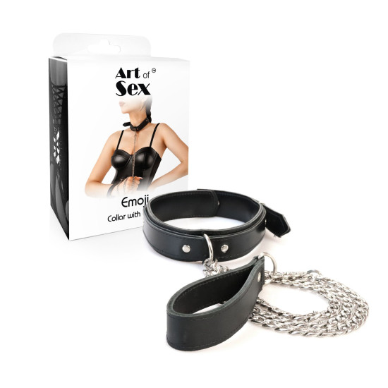 Нашийник з повідцем з екошкіри Art of Sex Emoji Collar with Leash