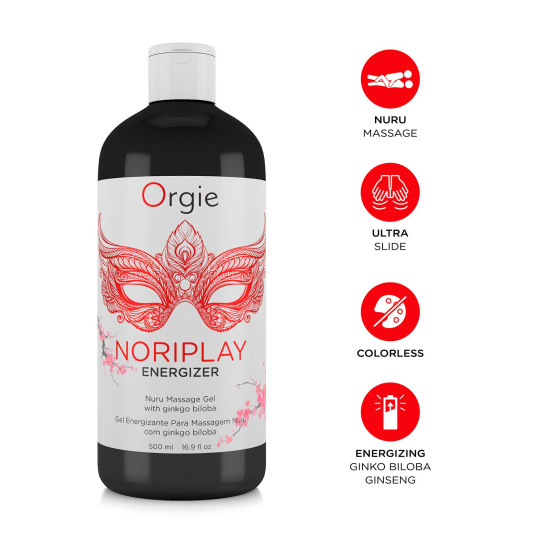 Гель для NURU-массажа с экстрактом гинкго билоба, в комплекте простынь Orgie Noriplay Energizer, 500 ml