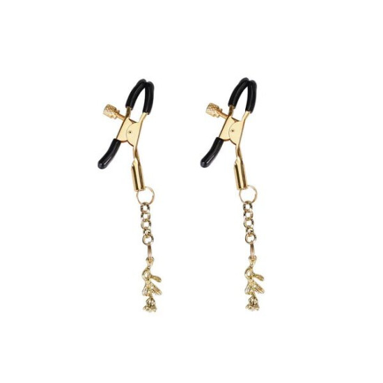 Зажимы для сосков с подвеской в форме розы, золотистые Liebe Seele Rose Pendant Nipple Clamps Gold