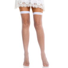 Панчохи з сітки зі швом ззаду і атласним бантом, білі Leg Avenue Bow Back Seam Thigh Highs White, One Size