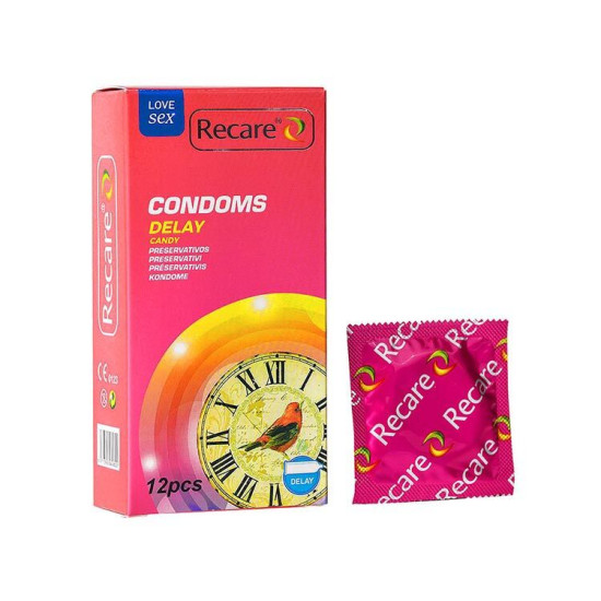 Презервативи з пролонгуючим ефектом та цукерковим ароматом, 12 шт Recare Delay Candy Condoms