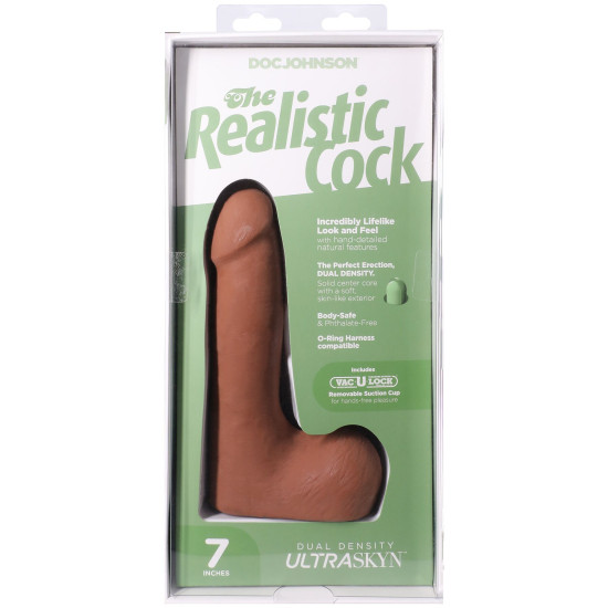 Фаллоимитатор с мошонкой, длина 17.8 см Doc Johnson The Realistic Cock ULTRASKYN - 7 Inch with Balls Caramel