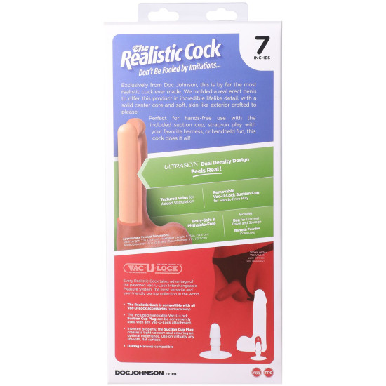 Фаллоимитатор с мошонкой, длина 17.8 см Doc Johnson The Realistic Cock ULTRASKYN - 7 Inch with Balls Caramel