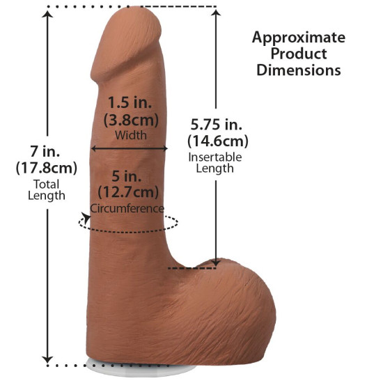 Фаллоимитатор с мошонкой, длина 17.8 см Doc Johnson The Realistic Cock ULTRASKYN - 7 Inch with Balls Caramel