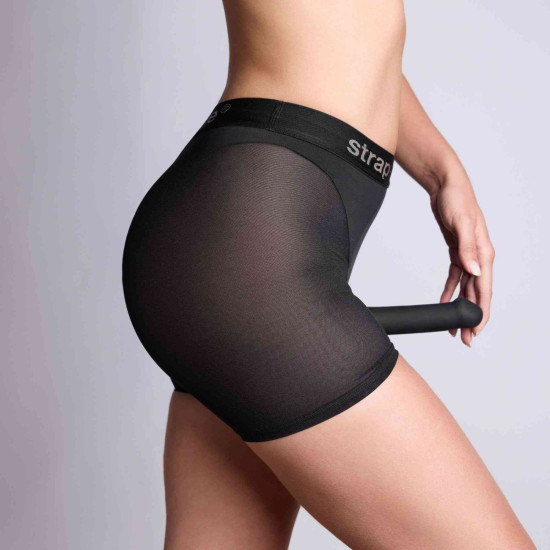 Шорты с фиксацией дилдо, черные Strap-On-Me Harness Lingerie Halo, размер XS