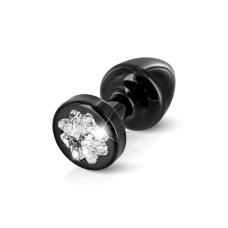 Чорна анальна пробка з кристалом Swarovski у вигляді листка конюшини, діаметр 25 мм Diogol Anni R Clover Black