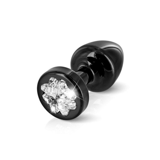 Черная анальная пробка с кристаллом Swarovski в виде листка клевера, диаметр 25 мм Diogol Anni R Clover Black