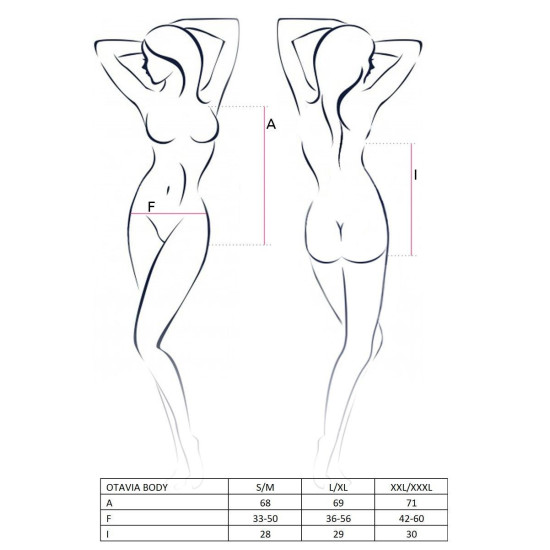 Боди монокини с глубоким декольте, черное Otavia Body Black Passion, L/XL