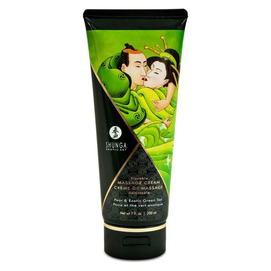 Їстівний масажний крем зі смаком зеленого чаю та груші Shunga Kissable Massage Cream Pear & Exotic Green Tea, 200 ml