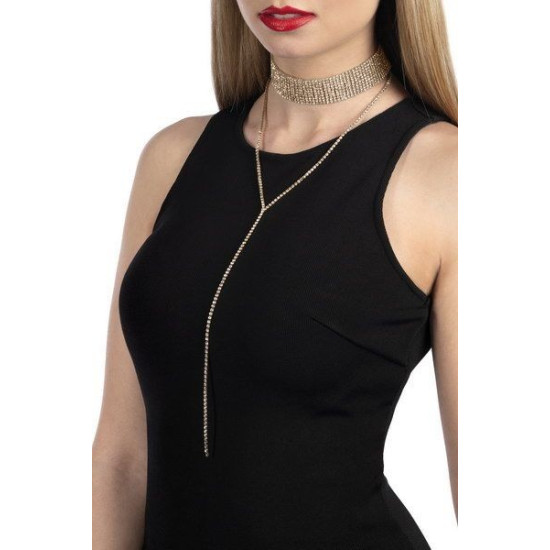 Колье со стразами, золотистое Bijoux Pour Toi Emma Gold