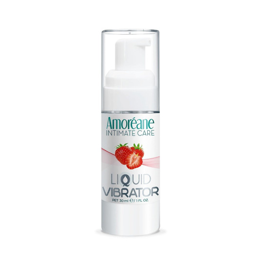 Клубничный лубрикант с эффектом вибрации Amoreane Med Liquid Vibrator Strawberry, 30 ml