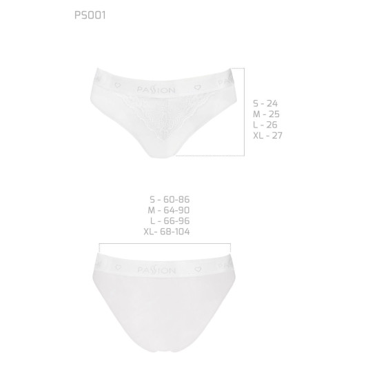 Трусики з широкою резинкою та мереживом, білі Passion PS001 Panties White, M