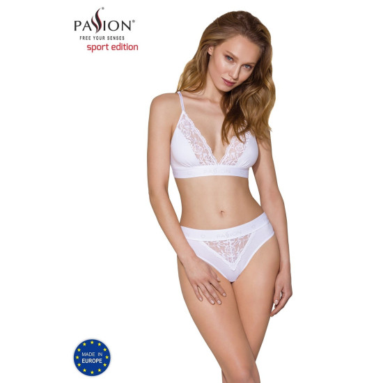 Трусики з широкою резинкою та мереживом, білі Passion PS001 Panties White, M