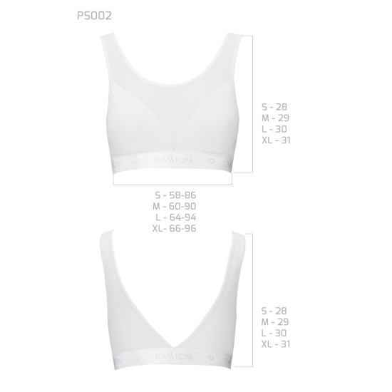 Топ з прозорою вставкою, білий Passion PS002 Top White, XL