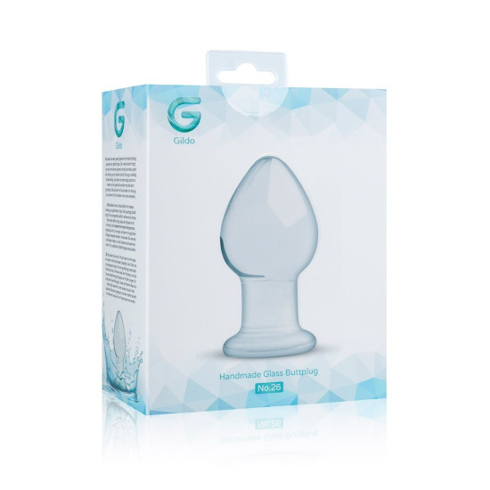 Скляна анальна пробка, довжина 7,5 см, діаметр 4,3 см, прозора Gildo Glass Buttplug No. 26