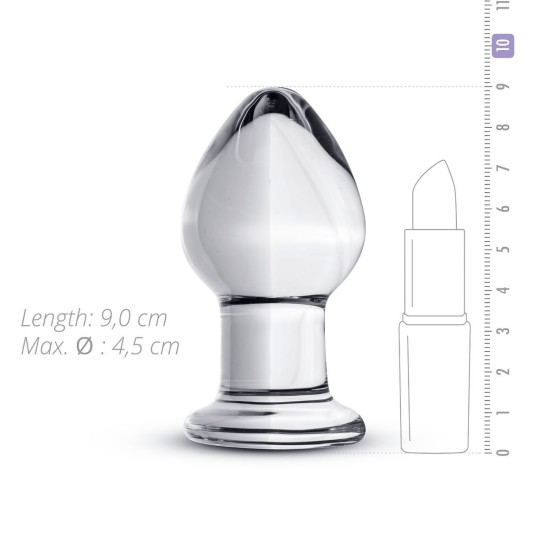 Скляна анальна пробка, довжина 7,5 см, діаметр 4,3 см, прозора Gildo Glass Buttplug No. 26
