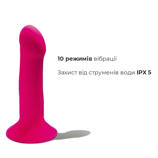 Дилдо з вібрацією, ідеально для страпона, довжина 17,2 см, діаметр 4 см, рожеве Adrien Lastic Hitsens 2 Pink