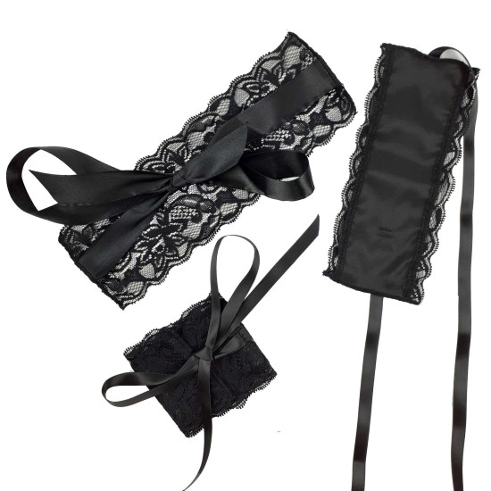 Эротический набор: повязка на глаза и наручники Blindfold and Handcuffs Aria