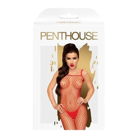 Бодистокинг в крупную сетку, красный Penthouse Body Search, XL