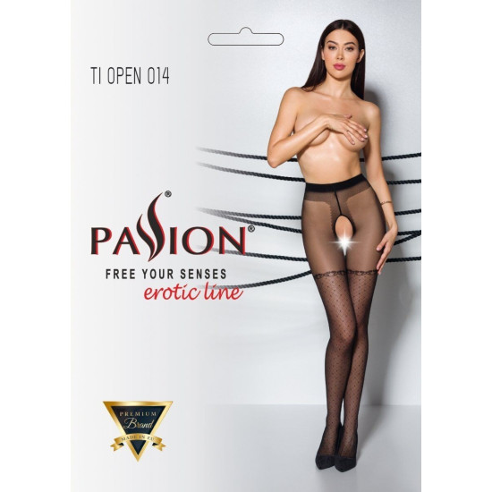 Колготки с открытым доступом, имитация чулок, 20 den Passion Tiopen 014 Black, 1/2