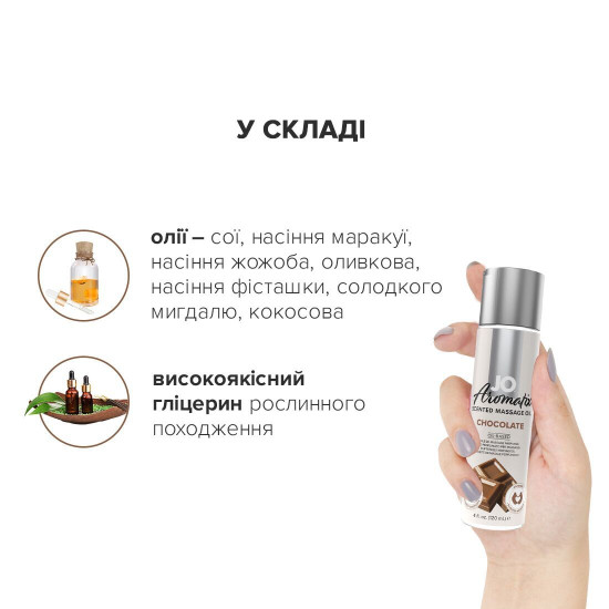 Натуральное массажное масло с шоколадным ароматом JO Aromatix Massage Oil Chocolate, 120 ml