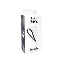 Поводок на цепочке из натуральной кожи, чёрный Art of Sex Leash Black