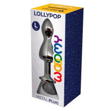 Металева анальна пробка з білим кристалом, діаметр 3,5 см, срібляста Wooomy Lollypop Double Ball Metal Plug, L