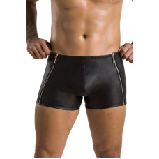 Кожаные боксеры с молниями, черные Passion 049 Short Matt Black, S/M