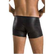 Кожаные боксеры с молниями, черные Passion 049 Short Matt Black, S/M