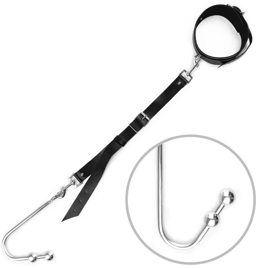 Анальный крюк с ошейником из натуральной кожи, модель 3, черный Art of Sex Anal Hook 3 Black