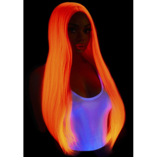 Неоново-рожева довга пряма перука з центральним проділом, 33″ Leg Avenue 33″ Long Straight Center Part Wig Neon Pink