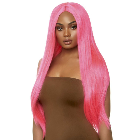 Неоново-рожева довга пряма перука з центральним проділом, 33″ Leg Avenue 33″ Long Straight Center Part Wig Neon Pink