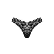 Чорні мереживні стринги з низькою посадкою Obsessive Donna Dream Thong Black, XL/2XL