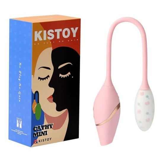 Виброяйцо с вакуумным стимулятором на гибкой сцепке, подогрев KISTOY Cathy Mini