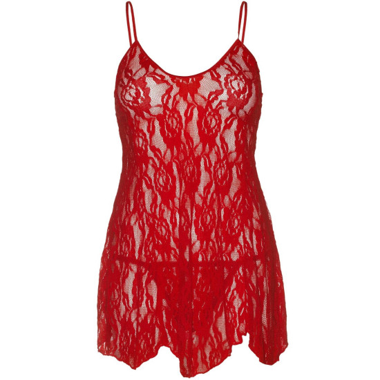Сорочка беби-долл с кружевом, красная Leg Avenue Rose Lace Flair Chemise Red, One Size