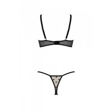 Еротичний комплект з відкритими чашками, бежевий Passion Marina Set With Open Bra Beige, S/M